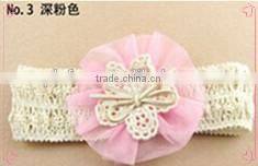 New pink lace flower hair band for girl lovely patterns headband