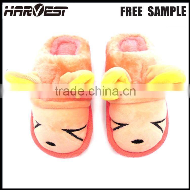 Latest custom made plush funny indoor house slipper , bulk kid home animal shape slipper