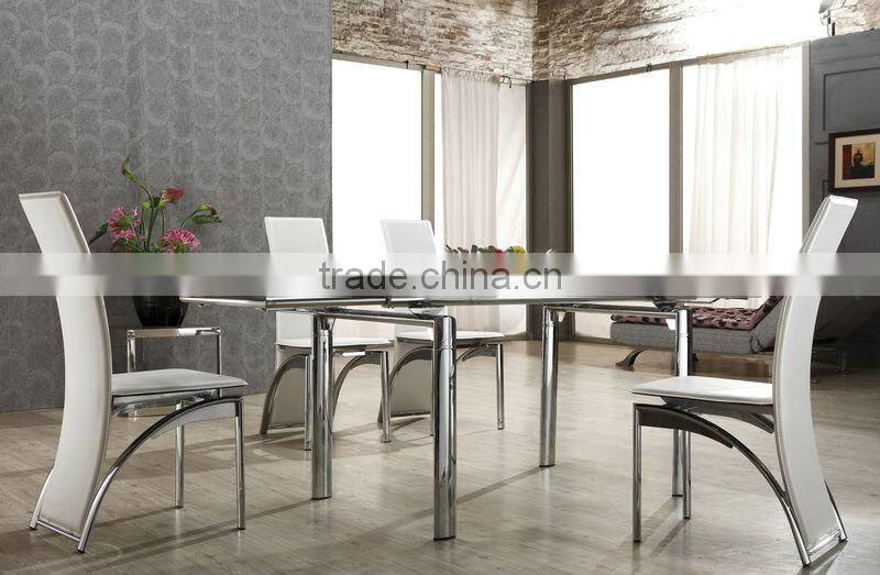 8 Seater tempered glass retractable dining table