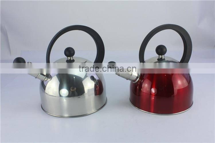 Colorful easy to clean non electric whistling tea kettle stainless steel travel kettle for induction cooker