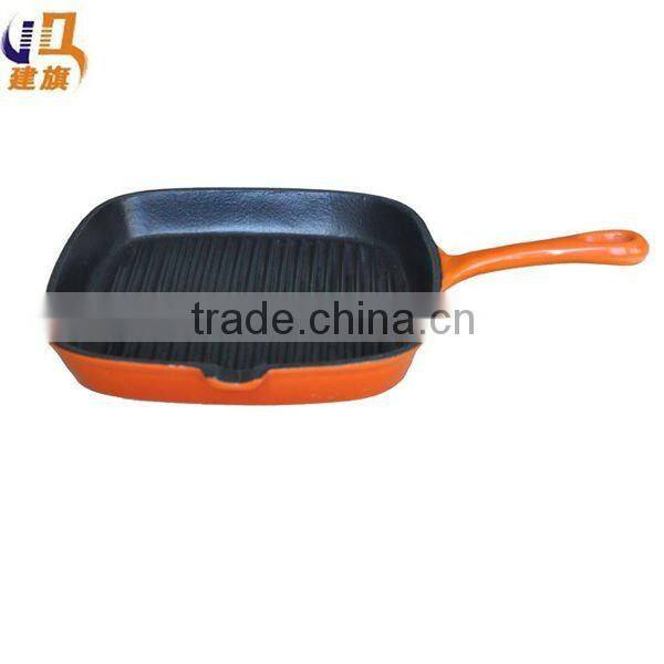 enamel cast iron ribbed skillet