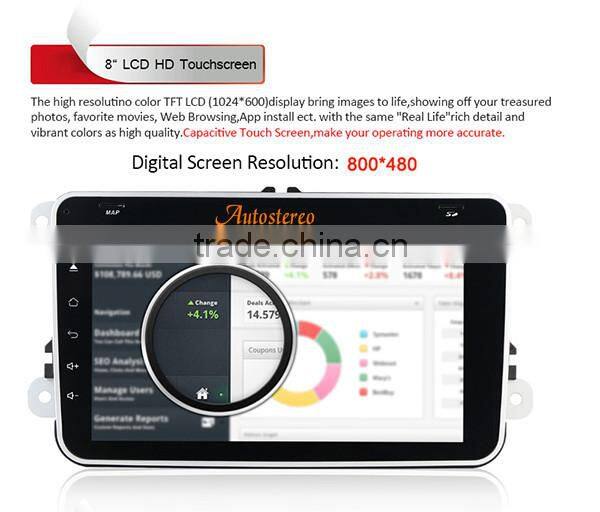 8 inch Android 4.4.4 Special CAR Radio multimedia for Seat Skoda car GPS navigation DVD player car mp3 player