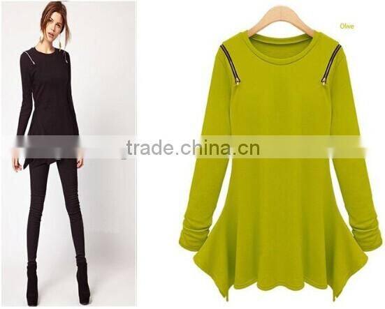 New Cotton Spandex T Shirt with Zipper