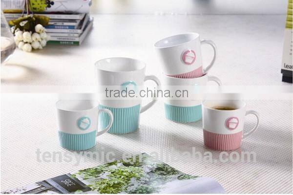 New design embossed wholesale porcelain promotional mug