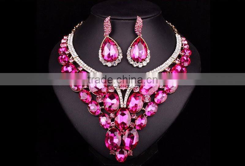 2016 New Fashion cheap[ crystal rhinestone necklace and earring sets bridal wedding jewelry set