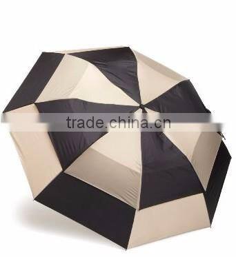 Black and white 27 inch double canopy windproof high quality compact golf umbrella