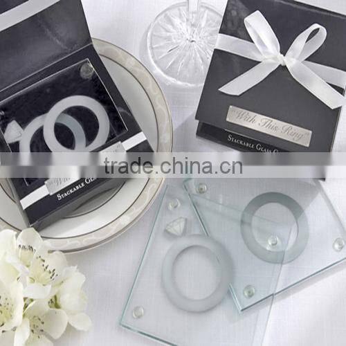 Wedding Favors Bride and Groom Glass Coaster