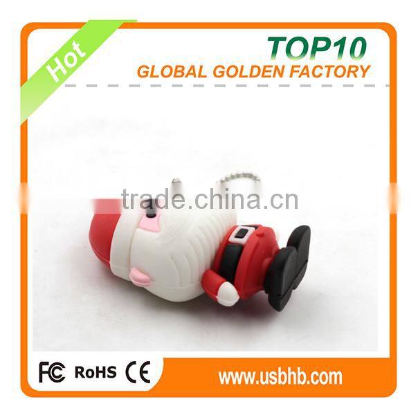 Christmas Santa Shape OEM PVC 2GB 8GB 16G usb flash drive pen drive for Promotion