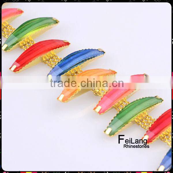 Feilang ladies tops 2014 summer acrylic manufacturing chain link necklace