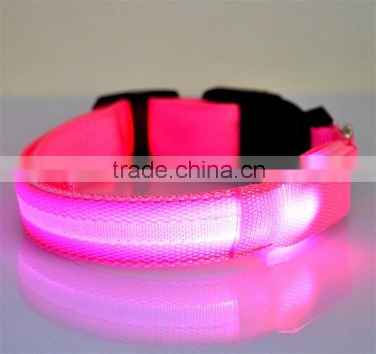 Safety Dog Collar Pet Products Nylon LED Collar Light-up Flashing Glow LED Collars