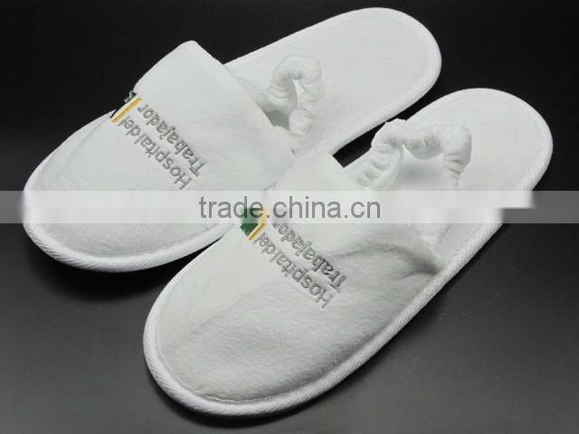 Cost-effective white hygenic cotton hospital slippers with anti-slip sole