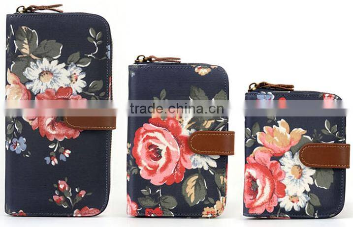 China Style Women Floral Canvas Wallet Coin Purse