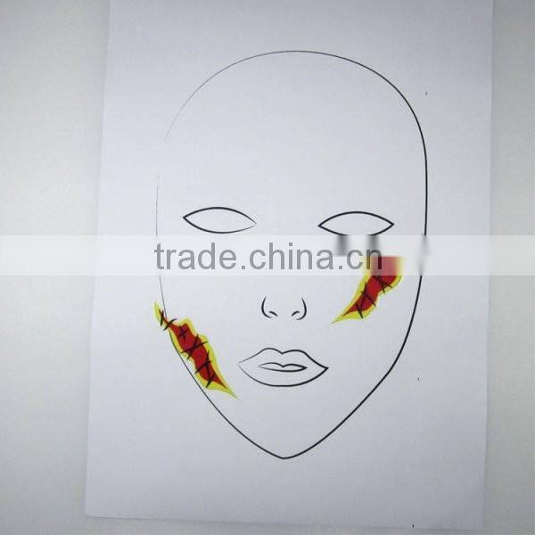 Custom Halloween temporary fake wound face tattoos glitter face tattoos waterproof face stickers manufacturer