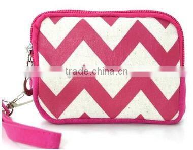 Canvas Chevron Cell Phone Print Wristlet Wallet