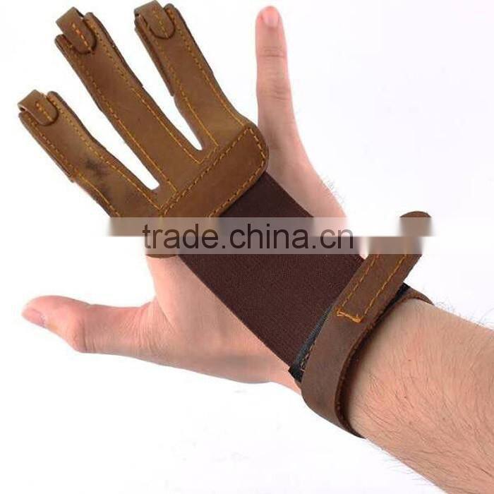 Shooting Wind Stopper Gloves Archery Products Right/Left Simple Brown 3 Finger Shooting Gloves For Longbow