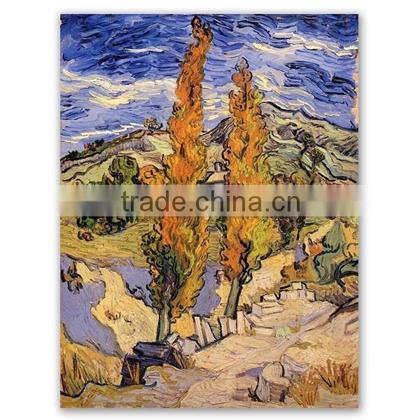 ROYI ART Van Gogh Oil Painting handing on wall decor of Two Poplars on a Hill