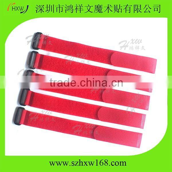 Colorful strap hook and loop battery cable ties with buckle