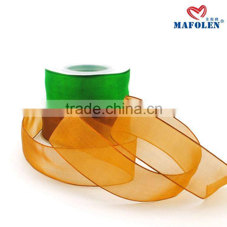 solid color organza sheer 2 inch wired ribbon wholesale