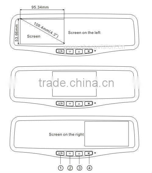 4.3 inch digital car reversing mirror system