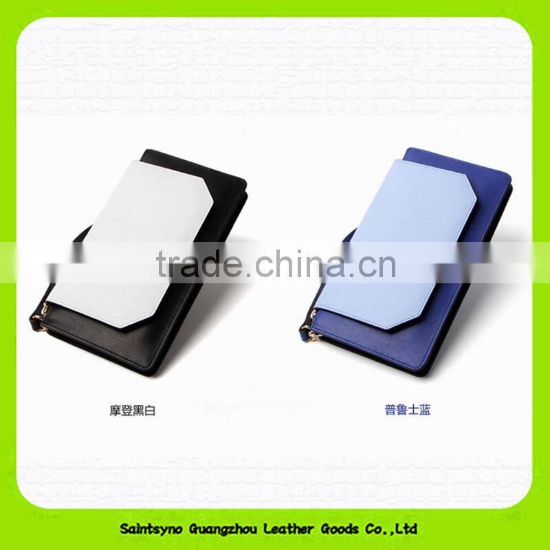 15634 Splicing color leather long style clutch bag purse