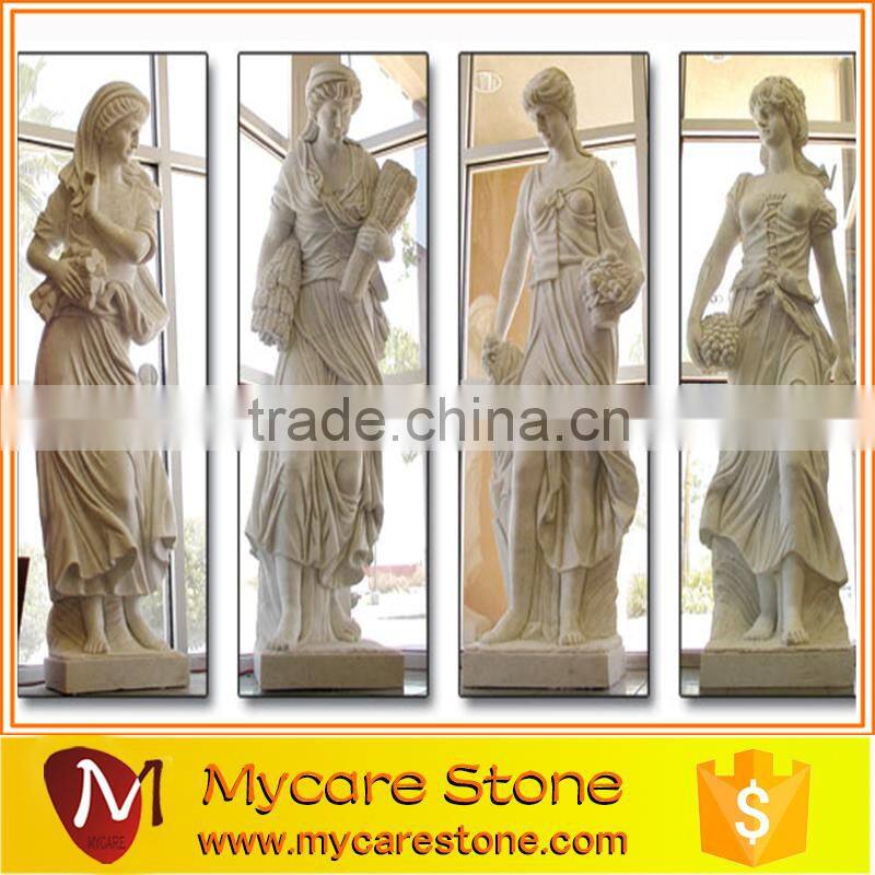 Hunan White Marble Four Season lady sculpture for Garden decoration