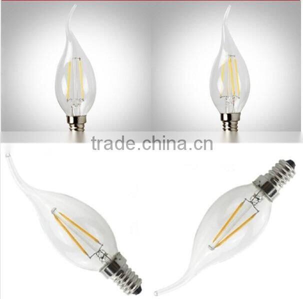 C35 tailed Clear E14 2W COB LED Filament Bulb