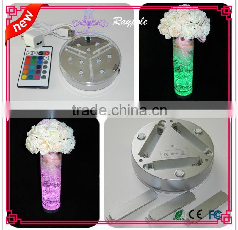 Multi-color led bottle light base 4 inch led coaster with RGB remote control