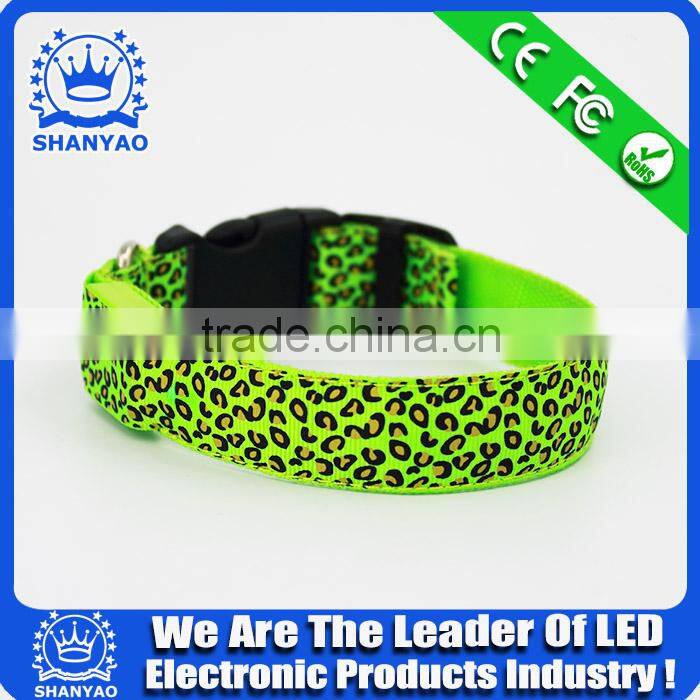 2015 Hot Selling Christmas led Electric Pet Collar With Leopard