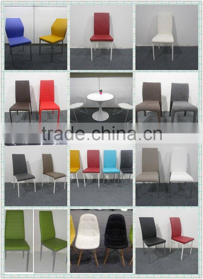 Comfortable modern design pvc seat power coating white legs dining chairs