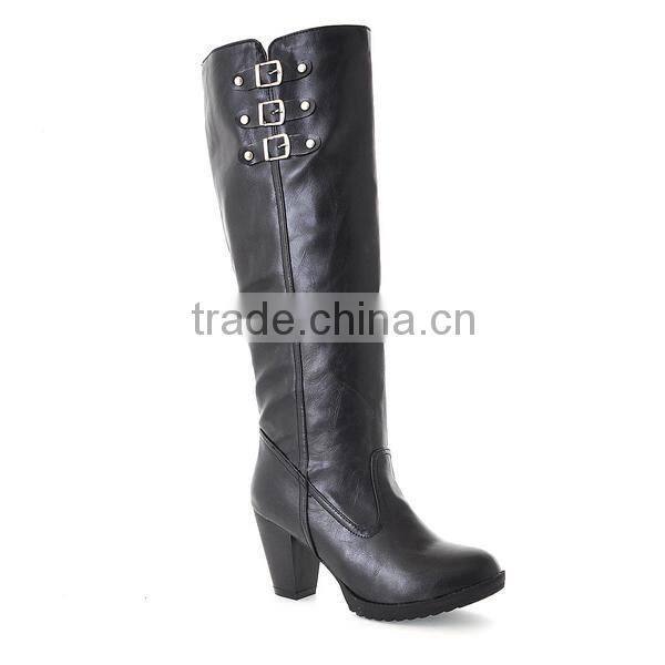 2016 Factory sell chunky heel high heel long boots for hot-selling XW255