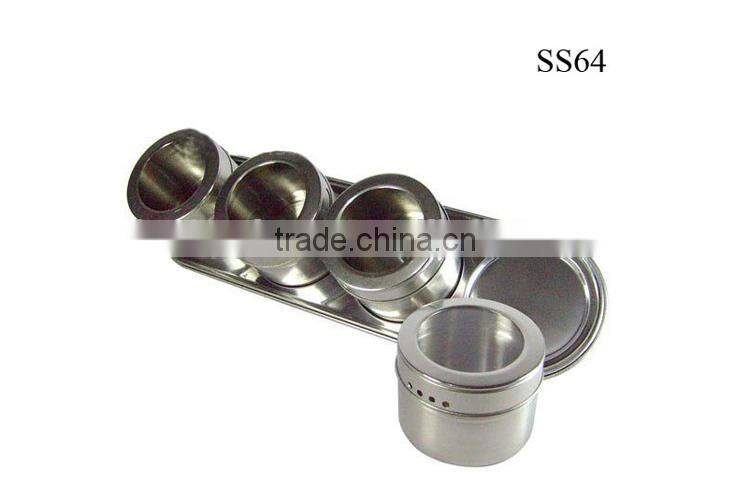 4pcs/set magnet tin spice bottle set with metal stand