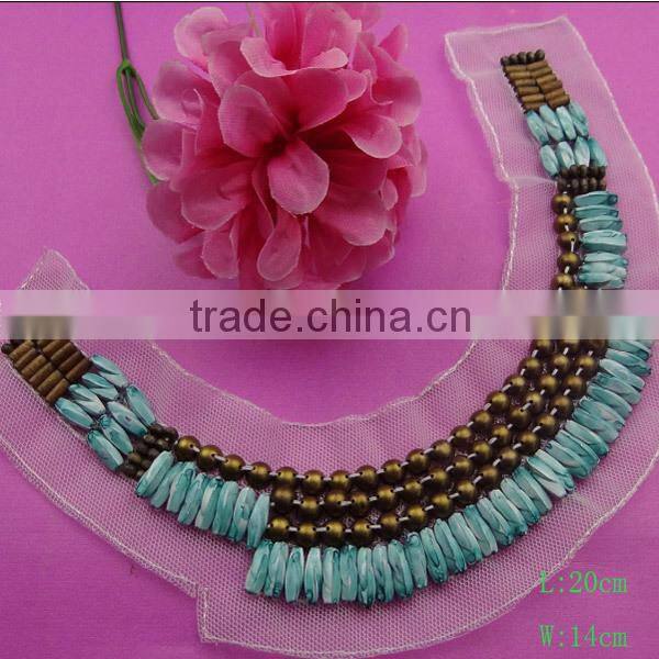 2015 wholesale fashion crystal beaded collar neck trim for garment accessory