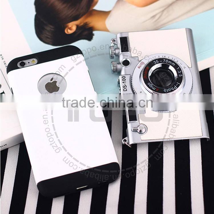 Creative 3D Camera Design Combo Hard PC Shell Dual Layers Mobile Phone Case Silicone TPU Phone Case for iphone 6 6s plus