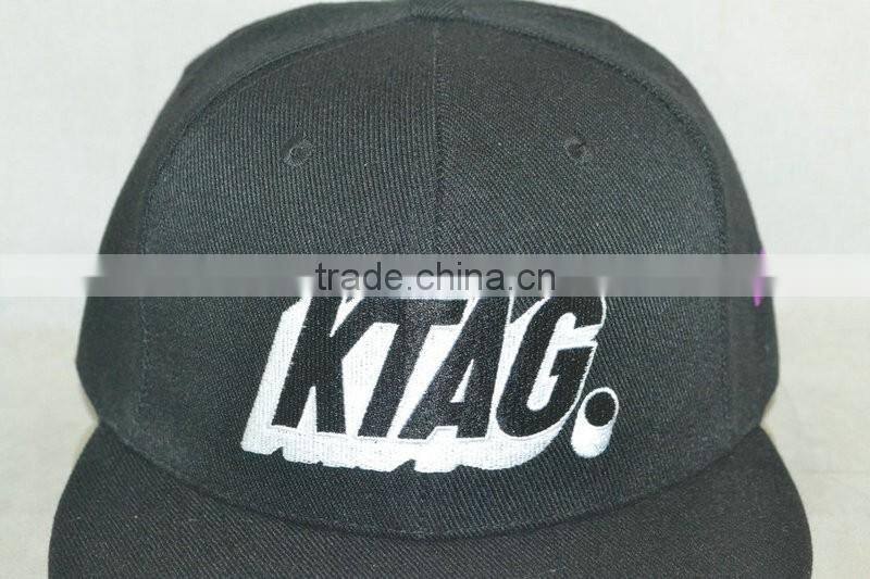 Professional custom 6 panel black 100% acrylic front logo embroidery 58 cm size