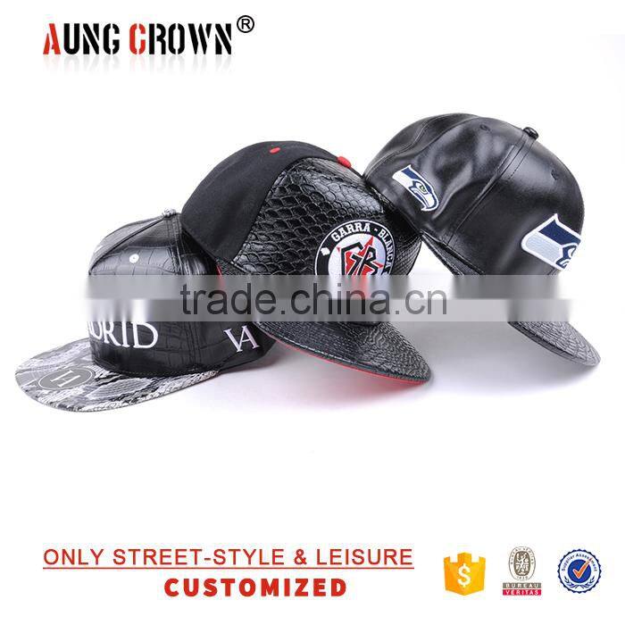 custom cap leather cap/flat brim leather cap/leather cap for unisex