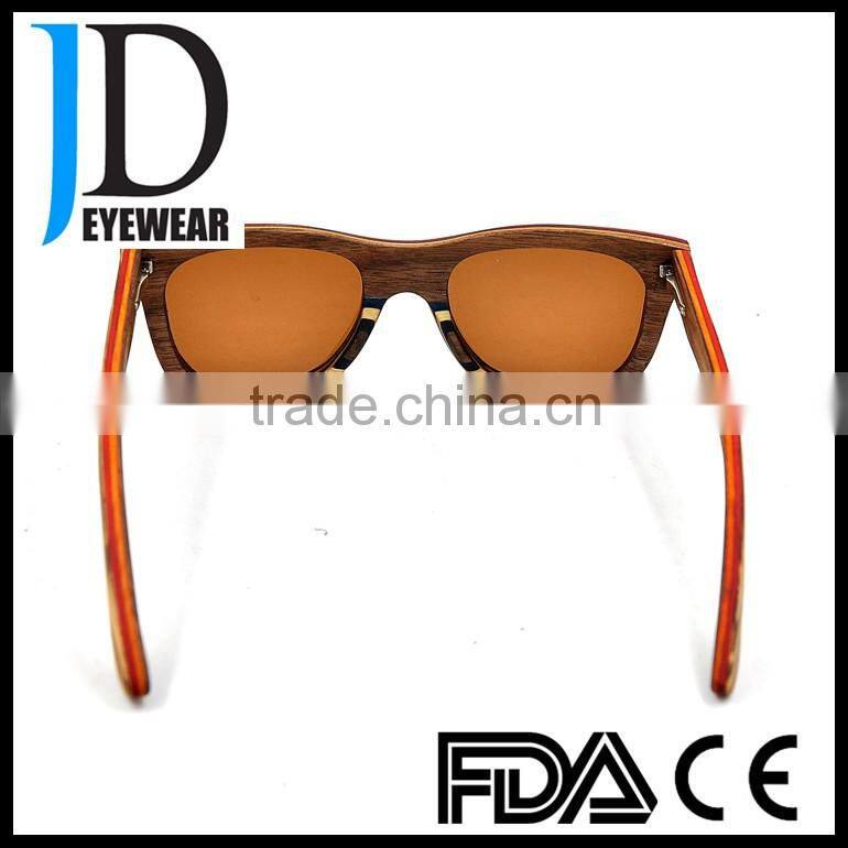 Latest Fashion Flat Top Zebra Wood Frames Stylish Girls Wooden Sunglasses