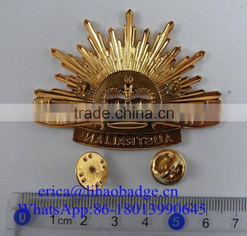 Metal emblem lapel pin , soft enamel process, Gold plated, butterfly clutch