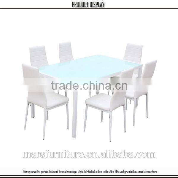 Modern Furniture Glass Kitchen Dining Dinette Top Dining Set 6 Person Dining Table and Chairs Set