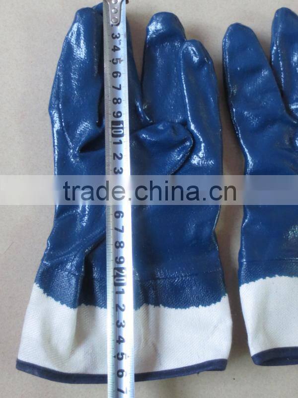 BSSAFETY Fully dipped 10' 11' blue nitrile gloves for heavy hard work high quality oil resistant cut resistant safety gloves