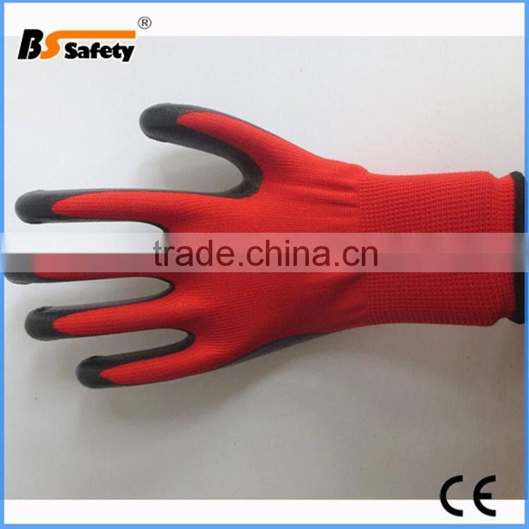 BSSAFETY Polyester kintted nitrile coated working gloves direct from factory