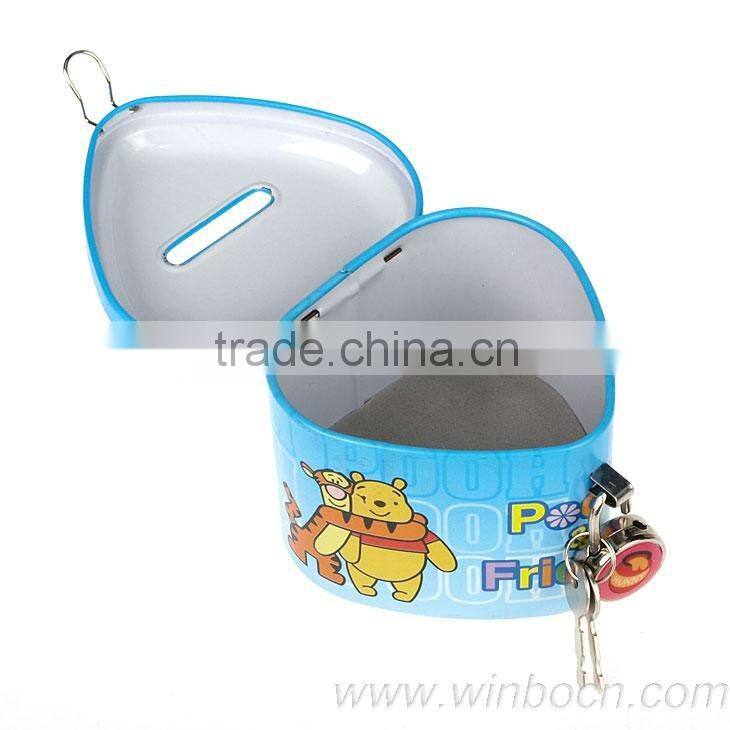 heart shaped cartoon tin kids coin purse