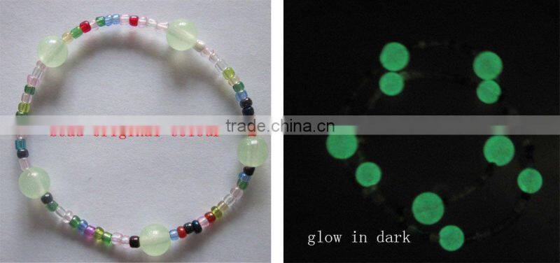 colourful glass bead and glow bead bracelet