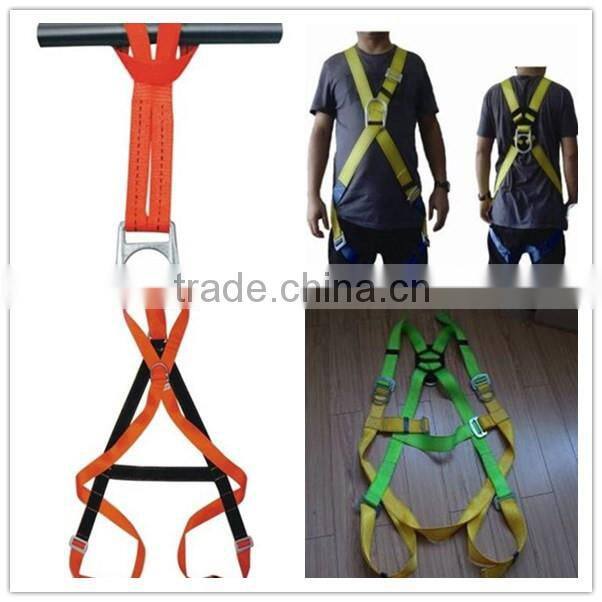 Construction full body harness with lanyard
