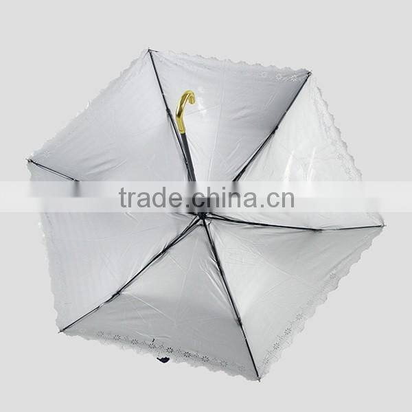 high quality J-hook customer LOGO 3 folding umbrella