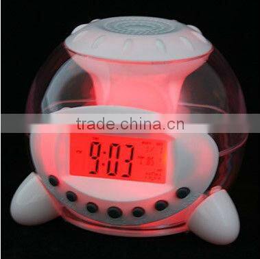 office&school promotional item gift 7 color light alarm clock with nature sound