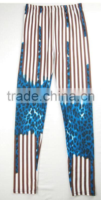 Women`s Striped Leopard Print Slim leg Footless Ladies Leggings