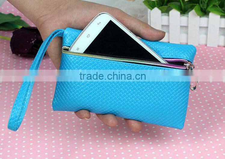 Beauty Women Coin Purse Wallet Woven Mobile Phone Pouch Case Candy Color Mini hand Bag New