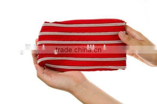 Rainbow Pencil Case, Red & Silver, 7.87"x1.2"x4.72" / 20x3x12cm
