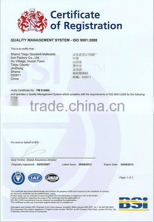 Black Malleable Iron Pipe Fittings Dimension ISO49