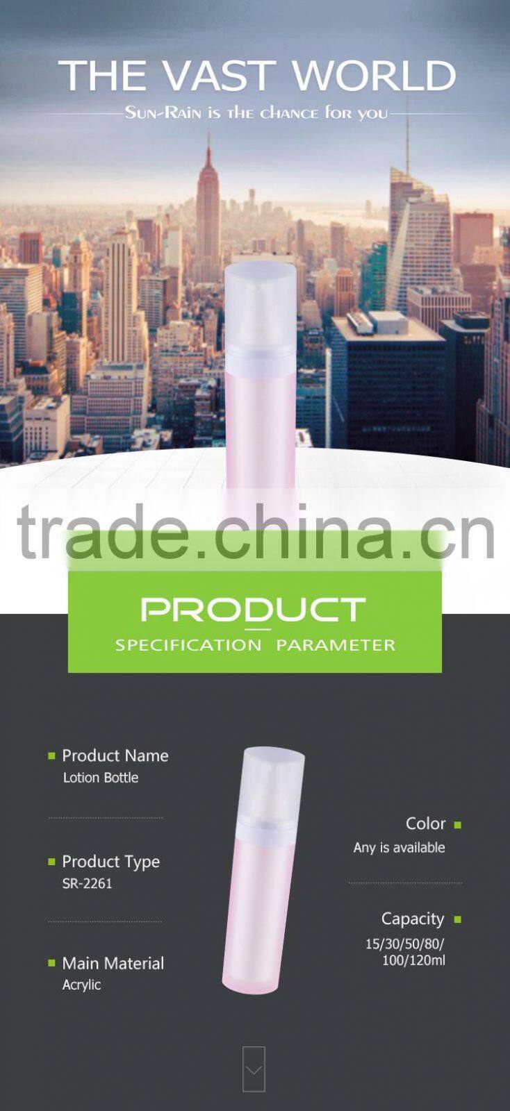 Manufacturer supplier aluminum luxury empty clear color 30ml pet lotion bottle